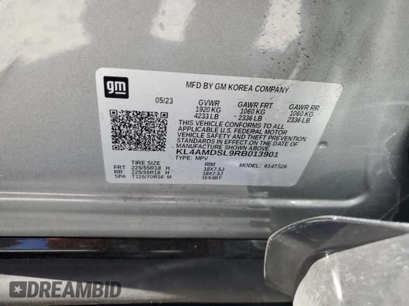 2024 Buick Encore GX Sport Touring с VIN KL4AMDSL9RB013901, выставлен на аукционе Copart как лот 57422435 с пробегом 23 783 миль миль и Списание • Salvage title. История ставок и продаж доступна на DreamBid. Изображение 13.