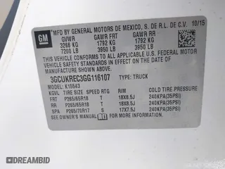 2016 Chevrolet Silverado 1500 LT with VIN 3GCUKREC3GG116107, listed as a IAAI auction lot 41490638 with 93,669 mi miles. Bid and sale history available at carsss.com. Image 9.