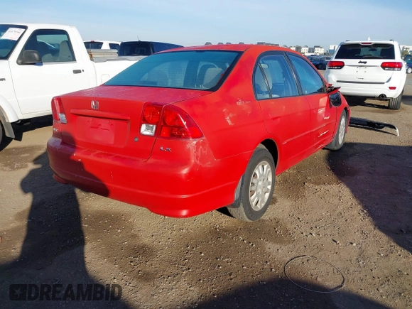 2004 Honda Civic LX with VIN 2HGES16584H548825, listed as a IAAI auction lot 41477784 with 152,581 mi miles. Bid and sale history available at carsss.com. Image 4.