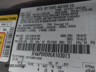 2016 Ford Fusion SE with VIN 3FA6P0HD0GR103013, listed as a IAAI auction lot 41920474 with 60,686 mi miles. Bid and sale history available at carsss.com. Image 9.