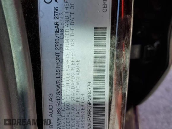 2014 Audi A6 с VIN WAUFMBFC5EN104776, выставлен на аукционе Copart как лот 52296405 с пробегом 130 733 миль миль и Чистый • Clean title. История ставок и продаж доступна на DreamBid. Изображение 12.