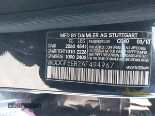 2010 Mercedes-Benz C 300 Sport with VIN WDDGF5EB2AF494967, listed as a IAAI auction lot 39210669 with Not provided miles and . Bid and sale history available at DreamBid. Image 9.