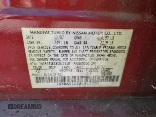 2008 Nissan Maxima 3.5 SL with VIN 1N4BA41E18C821910, listed as a Copart auction lot 77450814 with 109,061 mi miles and Salvage Title. Bid and sale history available at carsss.com. Image 13.