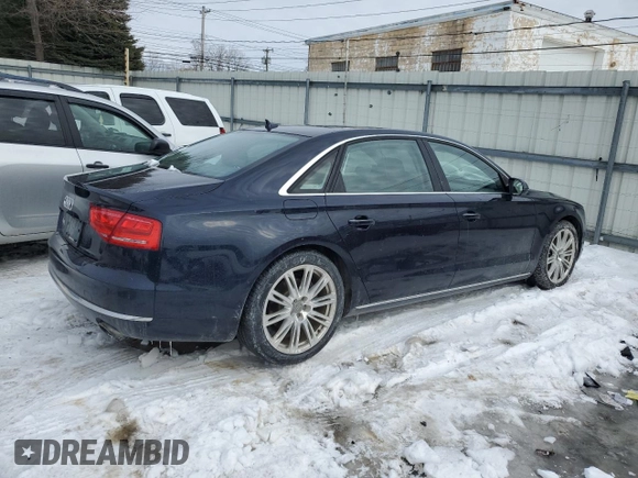 2014 Audi A8 3.0T with VIN WAURGAFD9EN002114, listed as a Copart auction lot 45370105 with 93,753 mi miles and Salvage title. Bid and sale history available at DreamBid. Image 3.