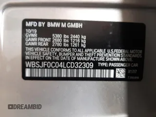 2020 BMW M5 Competition with VIN WBSJF0C04LCD32309, listed as a Copart auction lot 39242833 with 33,468 mi miles. Bid and sale history available at carsss.com. Image 13.