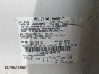 2011 Ford Flex SEL with VIN 2FMGK5CC4BBD19250, listed as a IAAI auction lot 41662290 with 200,095 mi miles. Bid and sale history available at carsss.com. Image 9.