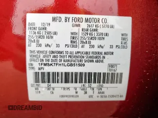 2020 Ford Explorer Limited с VIN 1FMSK7FH1LGB51509, выставлен на аукционе Copart как лот 61764895 с пробегом 102 921 миль миль и Списание • Salvage title. История ставок и продаж доступна на DreamBid. Изображение 13.