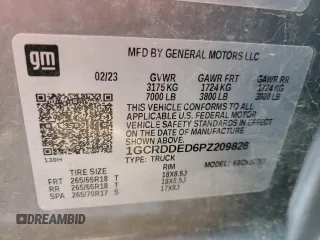 2023 Chevrolet Silverado 1500 LT with VIN 1GCRDDED6PZ209828, listed as a Copart auction lot 82748454 with 0 mi miles and Salvage Title. Bid and sale history available at carsss.com. Image 13.