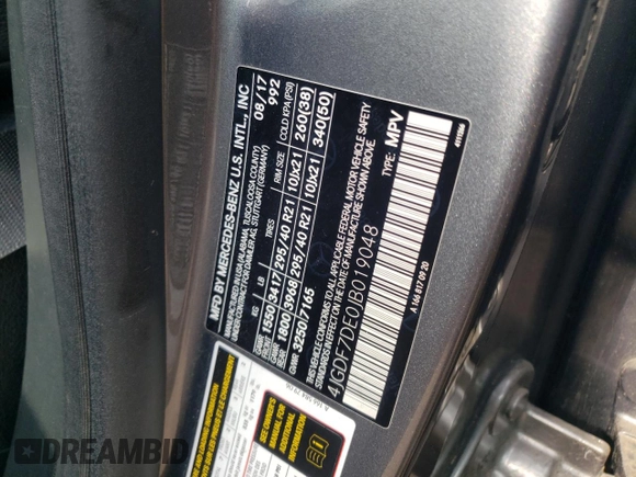 2018 Mercedes-Benz GLS 550 with VIN 4JGDF7DE0JB019048, listed as a Copart auction lot 66571764 with Not Provided miles and Salvage Title. Bid and sale history available at DreamBid. Image 13.