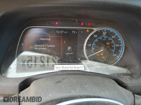 2018 Nissan LEAF SV with VIN 1N4AZ1CP9JC302563, listed as a Copart auction lot 56521215 with 104,124 mi miles and Clean title. Bid and sale history available at DreamBid. Image 9.