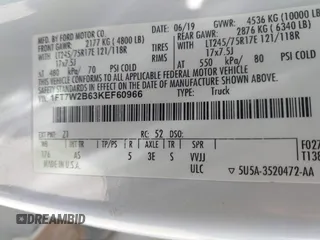 2019 Ford F-250 XL с VIN 1FT7W2B63KEF60966, выставлен на аукционе IAAI как лот 42731380 с пробегом 214 421 миль миль и . История ставок и продаж доступна на DreamBid. Изображение 8.