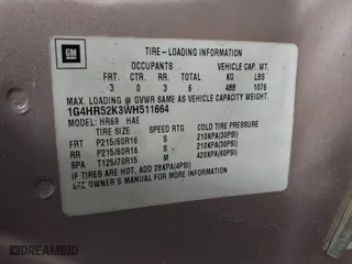 1998 Buick LeSabre Limited with VIN 1G4HR52K3WH511664, listed as a IAAI auction lot 41955496 with 175,913 mi miles. Bid and sale history available at carsss.com. Image 9.