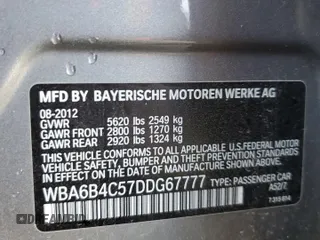 2013 BMW 6 Series 650i xDrive with VIN WBA6B4C57DDG67777, listed as a Copart auction lot 85151914 with 0 mi miles and Clean Title. Bid and sale history available at carsss.com. Image 12.