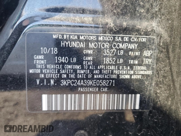 2019 Hyundai Accent SE with VIN 3KPC24A39KE058271, listed as a Copart auction lot 48182845 with 83,872 mi miles and Salvage Title. Bid and sale history available at carsss.com. Image 12.
