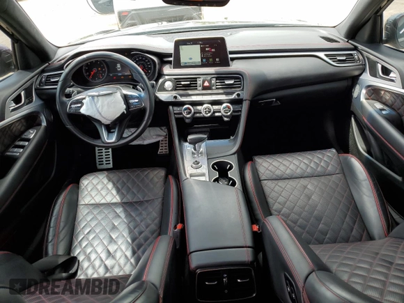 2021 Genesis G70 3.3T with VIN KMTG34LE4MU074106, listed as a Copart auction lot 69973094 with 45,812 mi miles and Salvage Title. Bid and sale history available at carsss.com. Image 8.