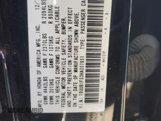 2017 Acura TLX Technology with VIN 19UUB1F53HA007651, listed as a Copart auction lot 47892255 with 76,256 mi miles and Salvage Title. Bid and sale history available at DreamBid. Image 14.