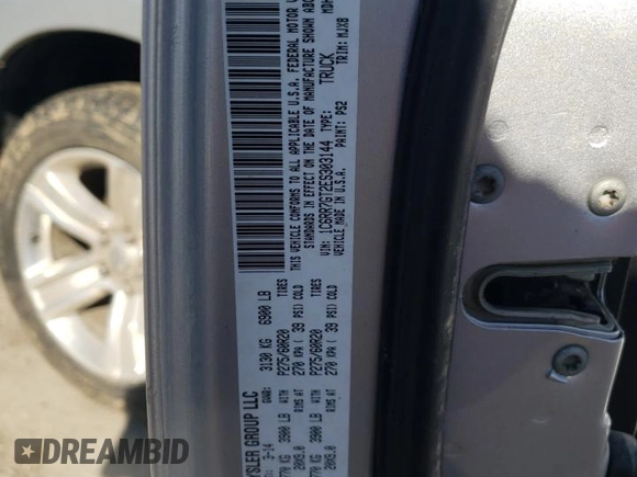 2014 Ram 1500 SLT with VIN 1C6RR7GT2ES303144, listed as a Copart auction lot 46459505 with 131,188 mi miles and Salvage title. Bid and sale history available at DreamBid. Image 12.