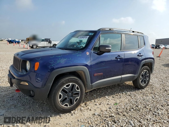 2017 Jeep Renegade Trailhawk z VIN ZACCJBCB0HPE70540, wystawiony jako Copart lot #54494915 z przebiegiem 74 534 mil mil oraz Czysty tytuł • Clean title. Historia ofert i sprzedaży dostępna na DreamBid. Obrazek 1.