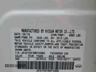 2017 Infiniti Q50 Premium with VIN JN1EV7AP3HM732884, listed as a Copart auction lot 60314675 with 75,597 mi miles and Salvage title. Bid and sale history available at DreamBid. Image 12.