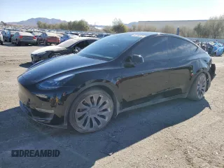 2023 Tesla Model Y Performance with VIN 7SAYGDEF8PF925238, listed as a Copart auction lot 46276925 with 28,201 mi miles and Salvage Title. Bid and sale history available at DreamBid. Image 1.