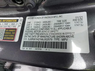 2021 Honda CR-V LX with VIN 5J6RW1H21ML002579, listed as a IAAI auction lot 41396754 with 36,000 mi miles. Bid and sale history available at carsss.com. Image 9.