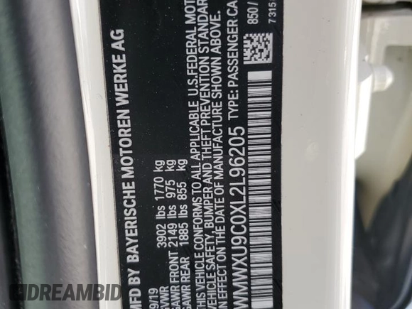 2020 MINI Hardtop 4 Door Cooper S with VIN WMWXU9C0XL2L96205, listed as a Copart auction lot 54684075 with 35,296 mi miles and Salvage Title. Bid and sale history available at DreamBid. Image 12.