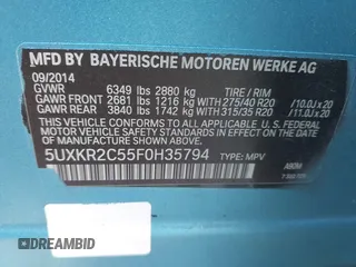 2015 BMW X5 sDrive35i z VIN 5UXKR2C55F0H35794, wystawiony jako IAAI lot #41898741 z przebiegiem 223 710 mil mil oraz . Historia ofert i sprzedaży dostępna na DreamBid. Obrazek 9.
