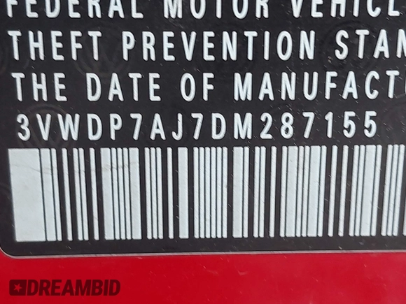 2013 Volkswagen Jetta SE с VIN 3VWDP7AJ7DM287155, выставлен на аукционе IAAI как лот 42483650 с пробегом 152 016 миль миль и . История ставок и продаж доступна на DreamBid. Изображение 9.