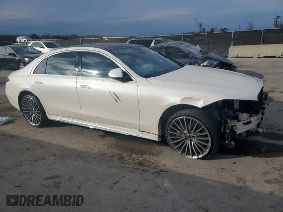 2023 Mercedes-Benz S-Class S 580 with VIN W1K6G7GB8PA201712, listed as a Copart auction lot 88288945 with 0 mi miles and Salvage Title. Bid and sale history available at carsss.com. Image 4.