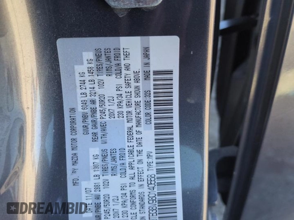 2008 Mazda CX-9 Sport with VIN JM3TB38V980140558, listed as a Copart auction lot 47289995 with 199,321 mi miles and Salvage Title. Bid and sale history available at carsss.com. Image 13.