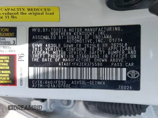 2014 Toyota Camry L with VIN 4T4BF1FK2ER375590, listed as a IAAI auction lot 42101553 with 126,849 mi miles and . Bid and sale history available at DreamBid. Image 9.