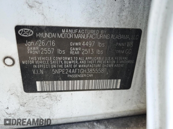 2016 Hyundai Sonata SE z VIN 5NPE24AF1GH385558, wystawiony jako Copart lot #57356665 z przebiegiem 98 991 mil mil oraz Czysty tytuł • Clean title. Historia ofert i sprzedaży dostępna na DreamBid. Obrazek 12.
