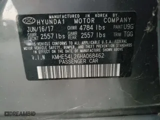 2017 Hyundai Sonata Plug-In Hybrid Limited with VIN KMHE54L26HA068462, listed as a Copart auction lot 83338354 with 0 mi miles and Clean Title. Bid and sale history available at carsss.com. Image 12.