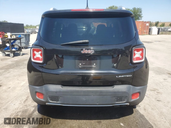 2017 Jeep Renegade Limited with VIN ZACCJADB2HPE38679, listed as a Copart auction lot 57443765 with 190,674 mi miles and Salvage title. Bid and sale history available at DreamBid. Image 6.