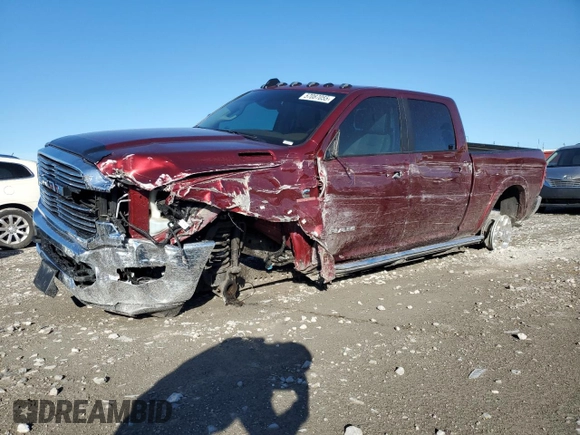 2022 Ram 2500 Laramie with VIN 3C6UR5FLXNG214915, listed as a Copart auction lot 57087055 with 20,588 mi miles and Salvage title. Bid and sale history available at DreamBid. Image 1.