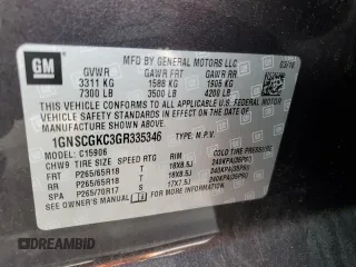 2016 Chevrolet Suburban LS with VIN 1GNSCGKC3GR335346, listed as a Copart auction lot 84745144 with 116,238 mi miles and Salvage title. Bid and sale history available at DreamBid. Image 14.