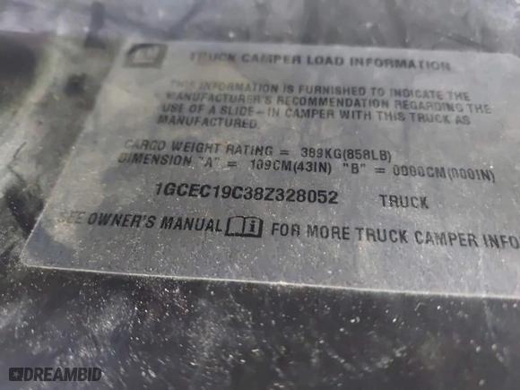 2008 Chevrolet Silverado 1500 Work Truck with VIN 1GCEC19C38Z328052, listed as a IAAI auction lot 42021879 with 321,527 mi miles. Bid and sale history available at carsss.com. Image 9.