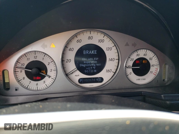 2007 Mercedes-Benz E 550 with VIN WDBUF72X67B017708, listed as a Copart auction lot 51287145 with 102,874 mi miles and Salvage Title. Bid and sale history available at DreamBid. Image 9.