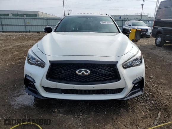 2018 Infiniti Q50 Red Sport 400 with VIN JN1FV7AR2JM480539, listed as a Copart auction lot 49141695 with 81,523 mi miles and Salvage Title. Bid and sale history available at DreamBid. Image 5.