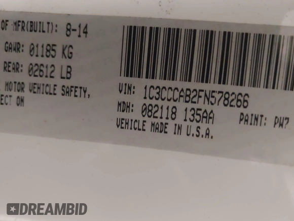 2015 Chrysler 200 Limited with VIN 1C3CCCAB2FN578266, listed as a IAAI auction lot 42113716 with 152,360 mi miles. Bid and sale history available at carsss.com. Image 9.