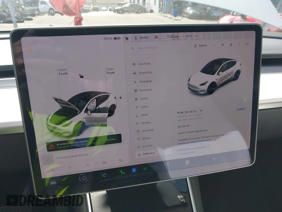 2021 Tesla Model Y Long Range with VIN 5YJYGDEE3MF081304, listed as a IAAI auction lot 41706240 with 90,510 mi miles and . Bid and sale history available at DreamBid. Image 18.