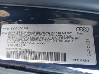 2023 Audi A6 Sedan Premium with VIN WAUD3BF20PN085851, listed as a IAAI auction lot 41451910 with 17,525 mi miles. Bid and sale history available at carsss.com. Image 9.