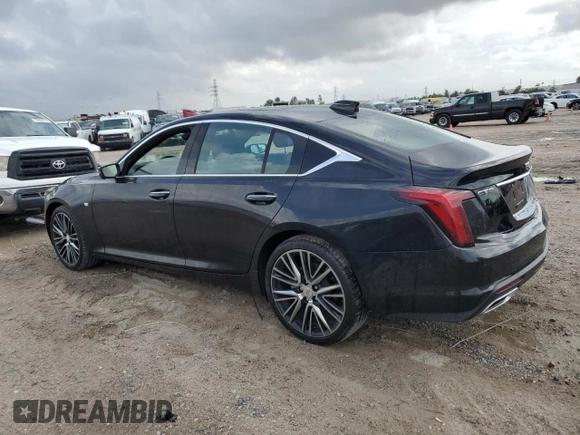 2025 Cadillac CT5 Premium Luxury with VIN 1G6DN5RW5S0100897, listed as a Copart auction lot 78741714 with 5,494 mi miles and Salvage title. Bid and sale history available at DreamBid. Image 2.