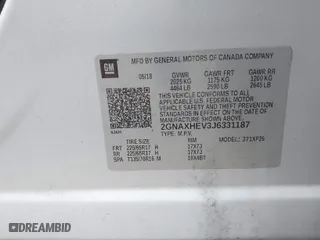 2018 Chevrolet Equinox LS with VIN 2GNAXHEV3J6331187, listed as a IAAI auction lot 41564892 with 140,432 mi miles. Bid and sale history available at carsss.com. Image 9.