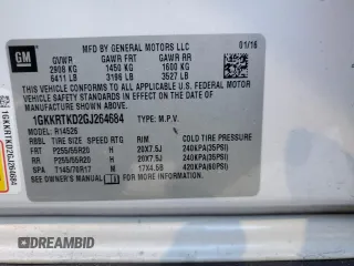 2016 GMC Acadia Denali with VIN 1GKKRTKD2GJ264684, listed as a Copart auction lot 82548924 with 109,365 mi miles and Salvage Title. Bid and sale history available at carsss.com. Image 15.