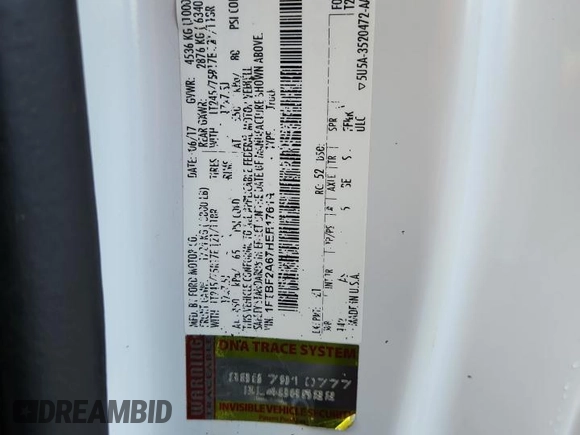2017 Ford F-250 XL z VIN 1FTBF2A67HEE17619, wystawiony jako Copart lot #62890205 z przebiegiem 149 123 mil mil oraz Szkoda całkowita • Salvage title. Historia ofert i sprzedaży dostępna na DreamBid. Obrazek 12.
