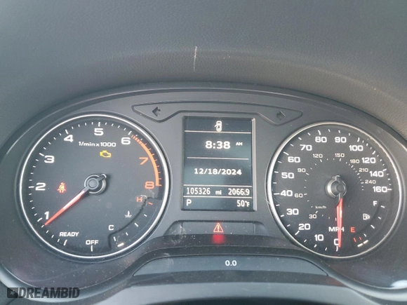 2017 Audi A3 Sedan Premium with VIN WAUAUGFFXH1036343, listed as a Copart auction lot 85329914 with 105,326 mi miles and Salvage Title. Bid and sale history available at carsss.com. Image 9.
