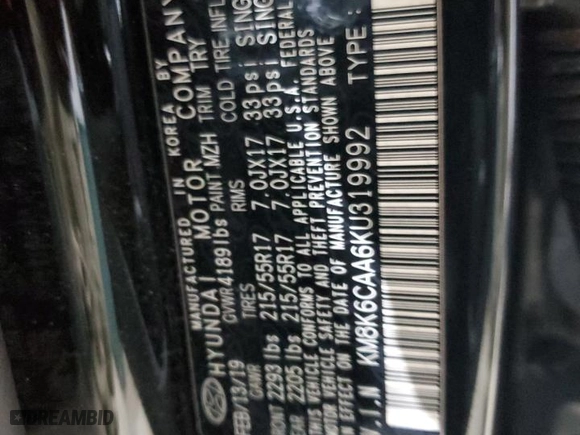 2019 Hyundai Kona SEL with VIN KM8K6CAA6KU319992, listed as a Copart auction lot 51129275 with 52,050 mi miles and Salvage Title. Bid and sale history available at carsss.com. Image 13.