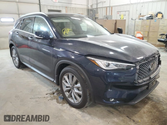 2021 Infiniti QX50 LUXE with VIN 3PCAJ5BB2MF115848, listed as a Copart auction lot 66614262 with 23,066 mi miles. Bid and sale history available at carsss.com. Image 1.