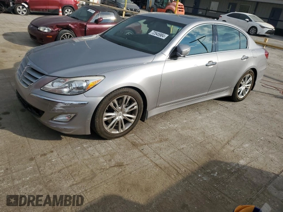 2013 Hyundai Genesis 3.8L with VIN KMHGC4DDXDU235431, listed as a Copart auction lot 72545984 with 102,739 mi miles and Salvage Title. Bid and sale history available at carsss.com. Image 1.